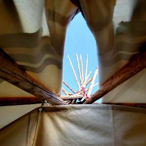 View of the sky from inside.