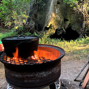 Cooked on the firepit, definitely buy the $10 firewood!