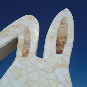Kasia's mosiac work simply must be viewed up close to appreciate the gorgeous color variations of the glass.