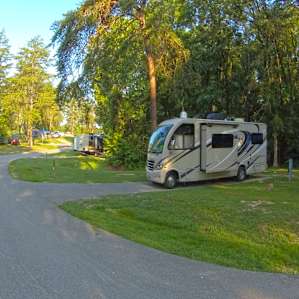 Small RV camper campsite.