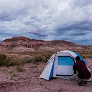 You're also in wide open space. Since we had a few guests I also set up the tent. Soft flat ground, great views.