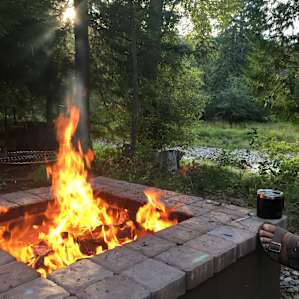 Beautiful fire pit and stream