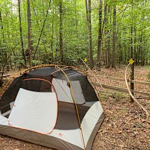 We camped in a secluded spot near the edge of the property.