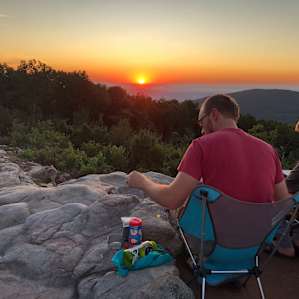 Coffee at sunrise on the rock