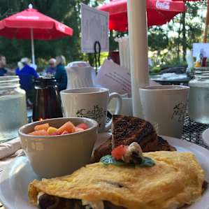 Breakfast at Cedar Mountain Cafe located right down the road from yurt