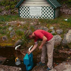 Just down the road is a fresh water source free for fill up!