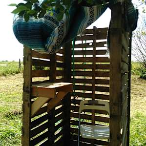 Industrious host built this cold water shower.