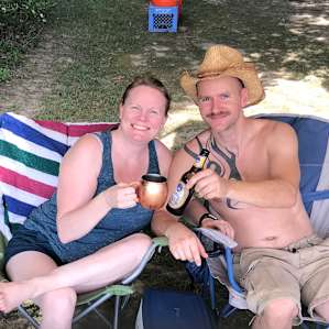 Sharing a beverage while relaxing at this quite and private site.