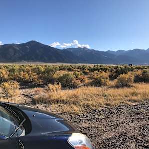 The mountains in the morning from our campsite.