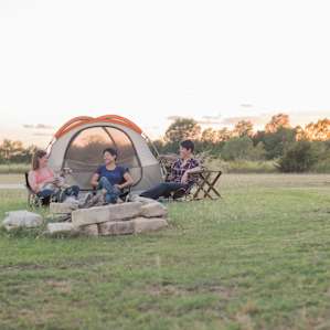 We pitched our tent right by the campfire pit provided