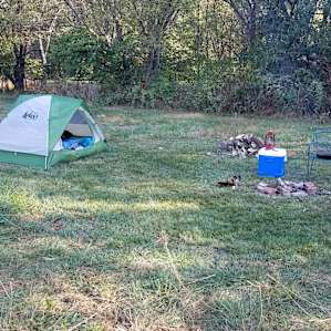 Our little campsite, not far from the firepit.