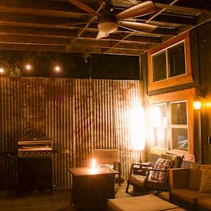 We spent out first night here post sunset. As we made our dinner inside the tiny home, we started the fire as the temperate started to drop. We ate and chatted out here hearing the crickets and other critters settle down for the night.