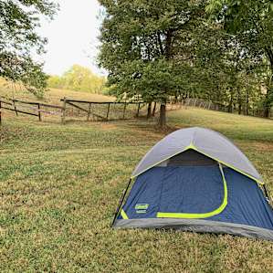 Camp site right on the farm, next to horses!