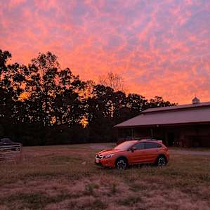 Sunset and part of the barn