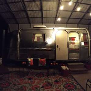 Airstream at night.