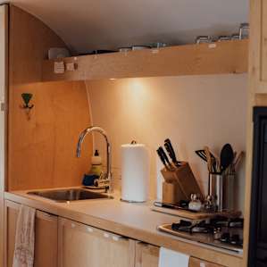 Everything is labeled in the kitchen, so you don't have to hunt for too long to find what you're looking for!