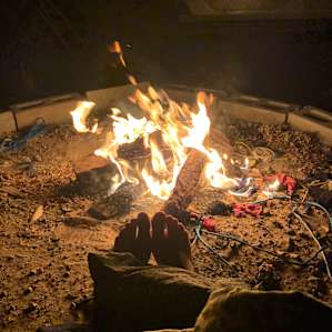 Safe place to park and bonfire in las Cruces :) I got the firewood from a nearby gas station and I keep lighter fluid with me so it was easy to make a fire—the layout of the lot is cool and it was a perfect safe spot to sleep in my Jeep on my adventure :)