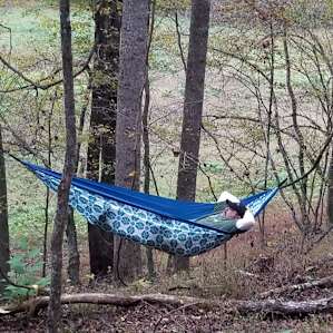 My love unplugging in our weekend sanctuary.