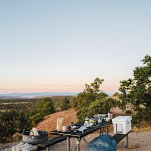 Picnic table and fire pit at Site #6.