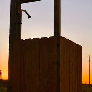 Showering at sunset