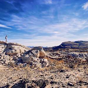 Exploring Jeff’s property. There are 100s of acres of different geological features and terrain.