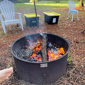 The fire pit is awesome. Super deep and Walt refilled our free firewood!