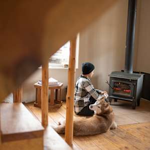 The wood burning stove was easy to get going and warmed the cabin up wonderfully