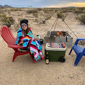 Chairs and fire pit included. The pit has a grill grate if needed but we used our cast iron tripod.