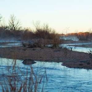 Llano River behind the campsite at dawn looking downstream