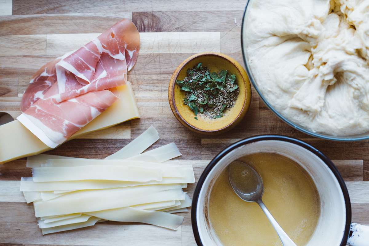 Prosciutto Gruyere and Honey Pinwheels