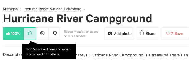 What makes a quality review on Hipcamp