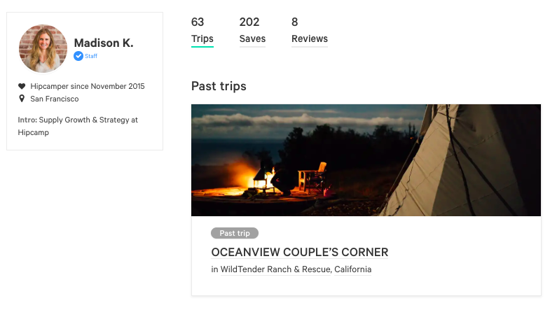 Hipcamper profile